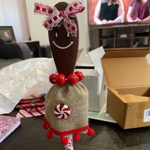 Festive Brown and Red Holiday Decor Spoon